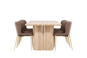 Olivia Matgrupp 210 cm Rektangulär med 6 Modesto stolar - Whitewash/Brun - Products - Möbler - Bord & matgrupp - Matgrupp