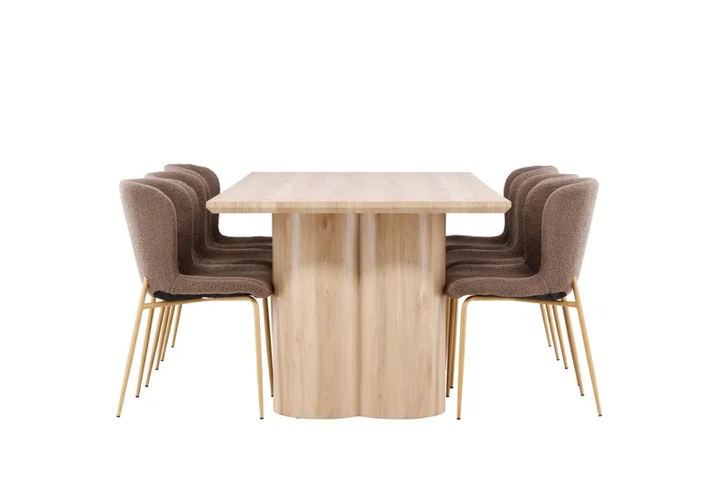 Olivia Matgrupp 210 cm Rektangulär med 6 Modesto stolar - Whitewash/Brun - Products - Möbler - Bord & matgrupp - Matgrupp