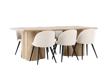 Olivia Matgrupp 210 cm Rektangulär med 6 Velvet stolar - Whitewash/Beige - Products - Möbler - Bord & matgrupp - Matgrupp