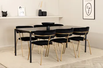 Pelle Matgrupp 190 cm Rektangulär med 6 Arrow stolar - Svart/Guld - Products - Möbler - Bord & matgrupp - Matgrupp