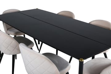 Pelle Matgrupp 190 cm Rektangulär med 6 Velvet stolar - Beige - Products - Möbler - Bord & matgrupp - Matgrupp