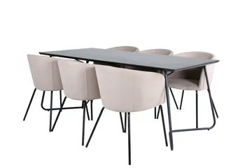 Petra Matgrupp 190 cm Rektangulär med 6 Berit stolar - Beige - Products - Möbler - Bord & matgrupp - Matgrupp