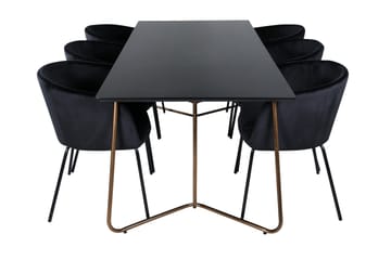 Petra Matgrupp 190 cm Rektangulär med 6 Berit stolar - Svart - Products - Möbler - Bord & matgrupp - Matgrupp