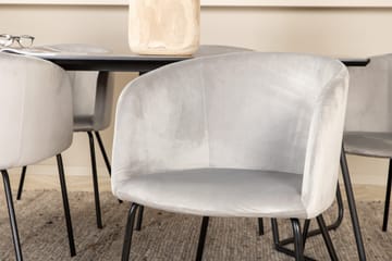 Petra Matgrupp 190 cm Rektangulär med 6 Berit stolar - Svart - Products - Möbler - Bord & matgrupp - Matgrupp