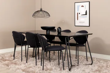 Petra Matgrupp 190 cm Rektangulär med 6 Vault stolar - Svart - Products - Möbler - Bord & matgrupp - Matgrupp