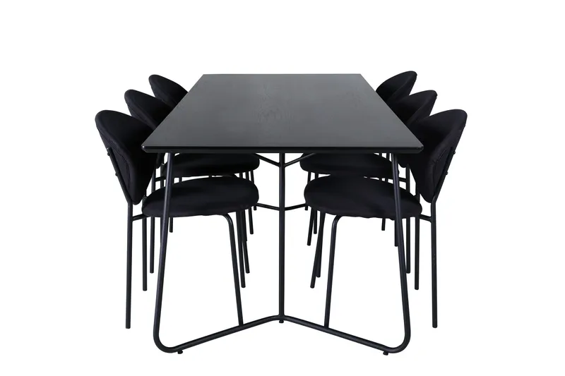 Petra Matgrupp 190 cm Rektangulär med 6 Vault stolar - Svart - Products - Möbler - Bord & matgrupp - Matgrupp