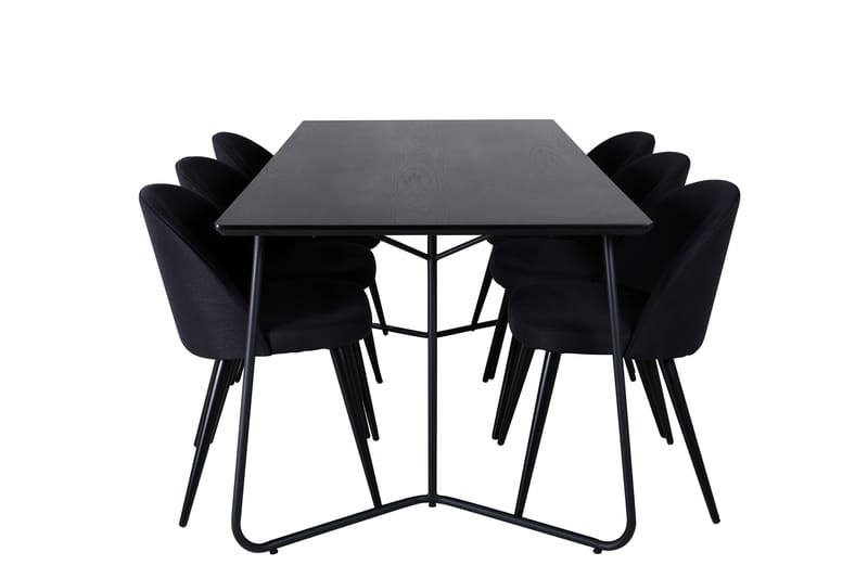 Petra Matgrupp 190 cm Rektangulär med 6 Velvet stolar - Svart - Products - Möbler - Bord & matgrupp - Matgrupp