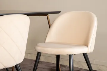 Petra Matgrupp 190 cm Rektangulär med 6 Velvet stolar - Svart - Products - Möbler - Bord & matgrupp - Matgrupp