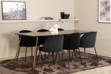 Petra Matgrupp 190 cm Rektangulär med 6 Wrinkles stolar - Svart - Products - Möbler - Bord & matgrupp - Matgrupp