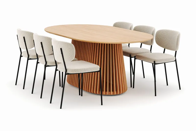 Peyra Matbord 200 cm Oval med 6 Gemmiano Stolar - Natur - Products - Möbler - Bord & matgrupp - Matgrupp