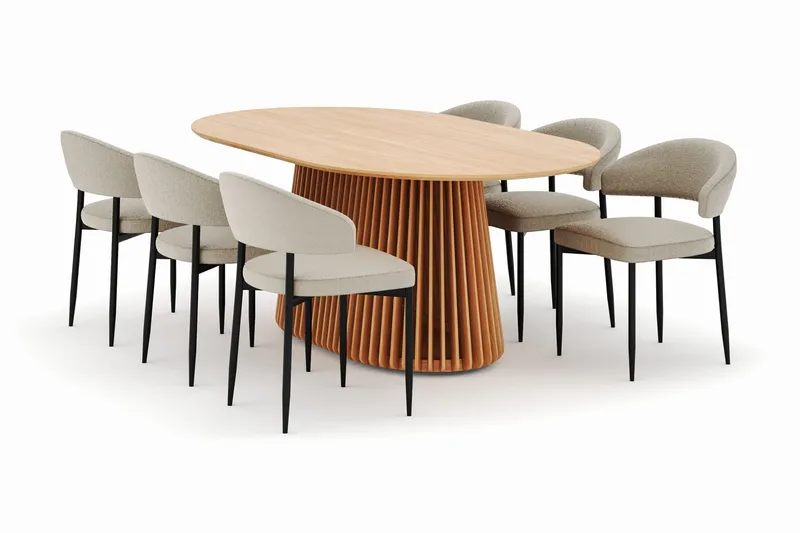 Peyra Matbord 200 cm Oval med 6 Sawako Stolar - Natur - Products - Möbler - Bord & matgrupp - Matgrupp