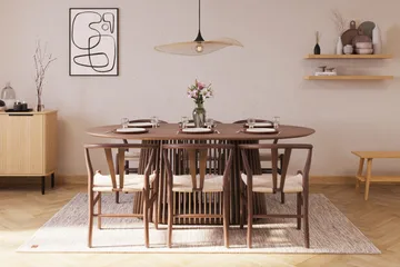 Peyra Matgrupp 200 cm Ovalt med 6 Dastoori Matstolar - Valnöt - Products - Möbler - Bord & matgrupp - Matgrupp