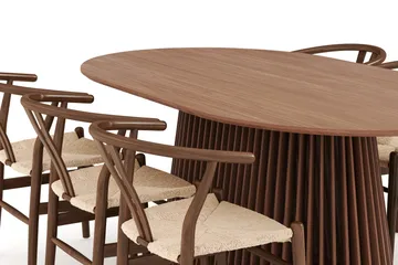 Peyra Matgrupp 200 cm Ovalt med 6 Dastoori Matstolar - Valnöt - Products - Möbler - Bord & matgrupp - Matgrupp