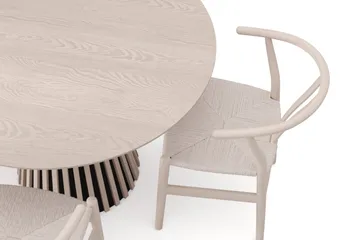 Peyra Matgrupp runt 110 cm Vitlaserad med 4 Dastoori Matstolar - Vitlaserad ek - Products - Möbler - Bord & matgrupp - Matgrupp