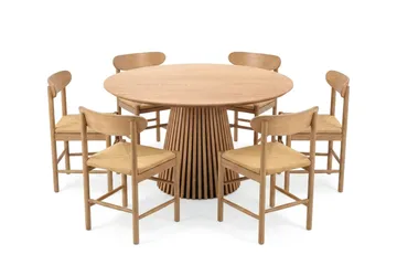 Peyra Matgrupp runt 130 cm Ek med 6 Malte Matstolar - Ek - Products - Möbler - Bord & matgrupp - Matgrupp