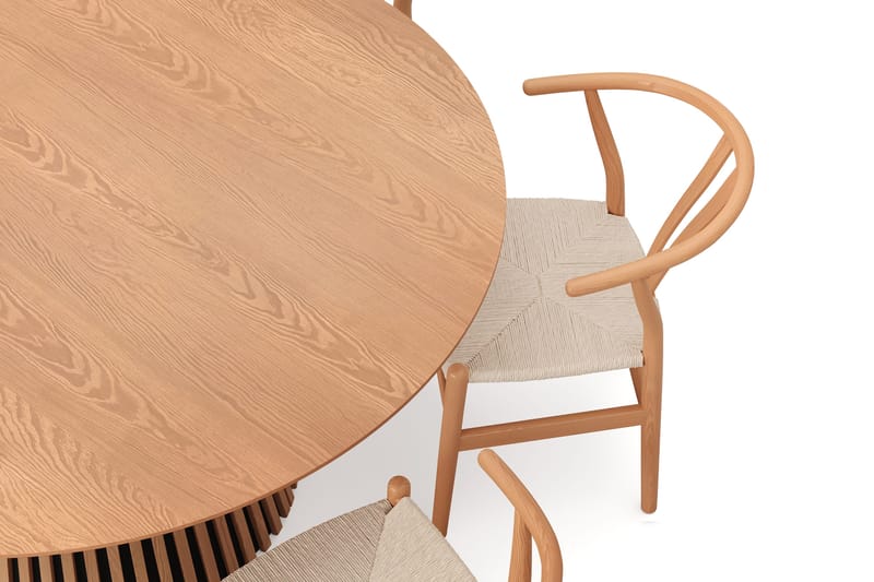 Peyra Matgrupp runt 150 cm Ek med 6 Dastoori Matstolar - Ek - Products - Möbler - Bord & matgrupp - Matgrupp