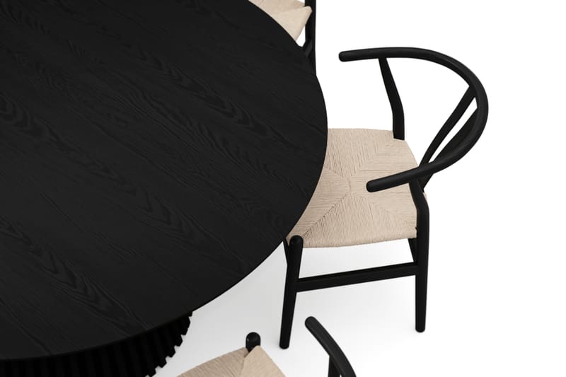 Peyra Matgrupp runt 150 cm Svart med 6 Dastoori Matstolar - Svartlaserad ek - Products - Möbler - Bord & matgrupp - Matgrupp
