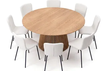 Peyra Matgrupp runt 180 cm Ek med 8 Katy Matstolar - Ek - Products - Möbler - Bord & matgrupp - Matgrupp