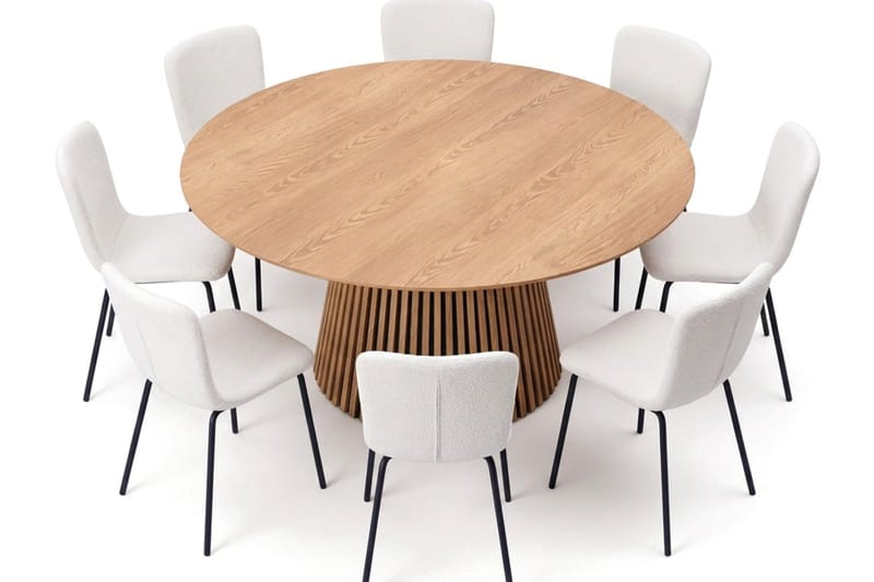 Peyra Matgrupp runt 180 cm Ek med 8 Katy Matstolar - Ek - Products - Möbler - Bord & matgrupp - Matgrupp
