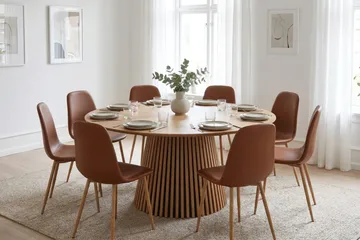 Peyra Matgrupp runt 180 cm Ek med 8 Nibe Matstolar - Ek - Products - Möbler - Bord & matgrupp - Matgrupp