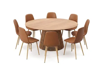 Peyra Matgrupp runt 180 cm Ek med 8 Nibe Matstolar - Ek - Products - Möbler - Bord & matgrupp - Matgrupp