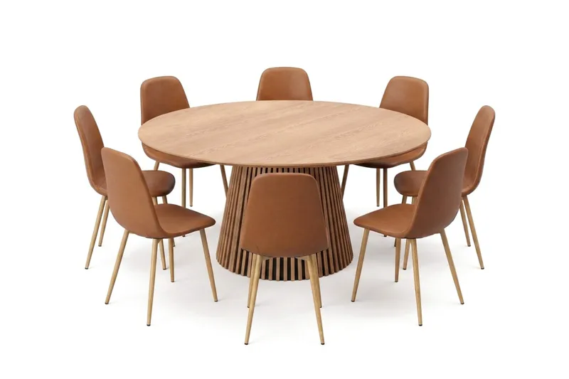 Peyra Matgrupp runt 180 cm Ek med 8 Nibe Matstolar - Ek - Products - Möbler - Bord & matgrupp - Matgrupp