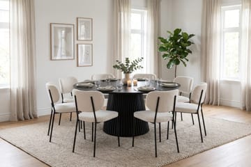 Peyra Matgrupp runt 180 cm Svart med 8 Gemmiano Matstolar - Svartlaserad ek - Products - Möbler - Bord & matgrupp - Matgrupp