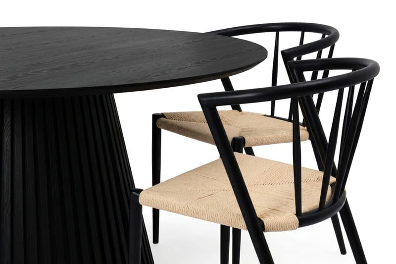 Peyra Matgrupp runt 180 cm Svart med 8 Winston Matstolar - Svartlaserad ek - Products - Möbler - Bord & matgrupp - Matgrupp