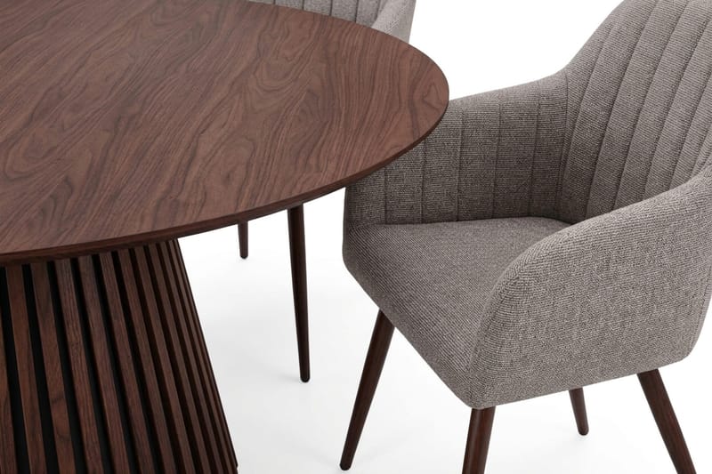 Peyra Matgrupp runt 180 cm Valnöt med 8 Filippa Matstolar - Valnöt - Products - Möbler - Bord & matgrupp - Matgrupp