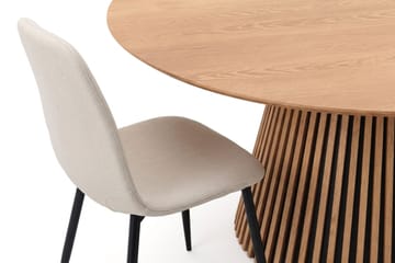 Peyra Rund Matgrupp 180 cm – Matbord med 8 Nibe Matstolar i Trä med Ekutseende - Natur|Beige - Products - Möbler - Bord & matgrupp - Matgrupp