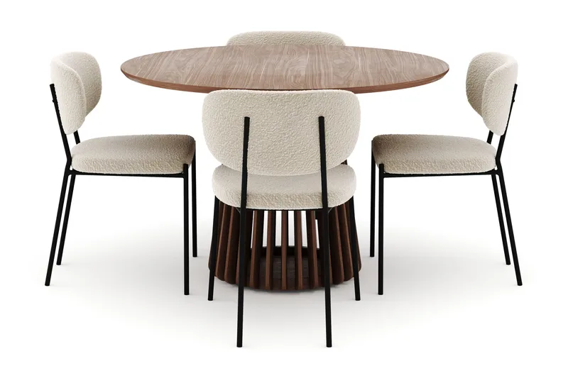 Peyra Runt Matbord 120 cm med 4 Gemmiano Stolar - Valnöt - Products - Möbler - Bord & matgrupp - Matgrupp