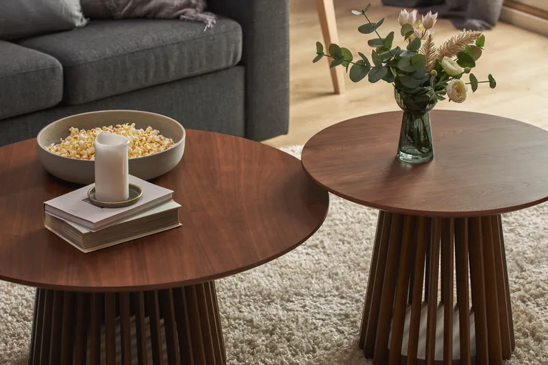 Peyra Runt Soffbord 86 cm - Valnöt - Products - Möbler - Bord & matgrupp - Soffbord