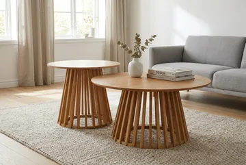 Peyra Soffbord Runt 86 cm Fanér - Ek - Products - Möbler - Bord & matgrupp - Soffbord