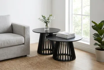 Peyra Soffbord Runt 86 cm Fanér - Svart - Products - Möbler - Bord & matgrupp - Soffbord
