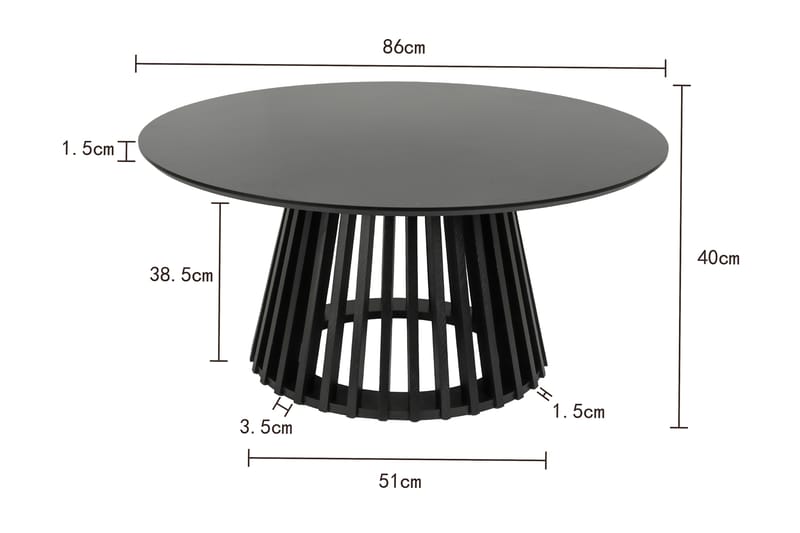 Peyra Soffbord Runt 86 cm Fanér - Svartlaserad ek - Products - Möbler - Bord & matgrupp - Soffbord