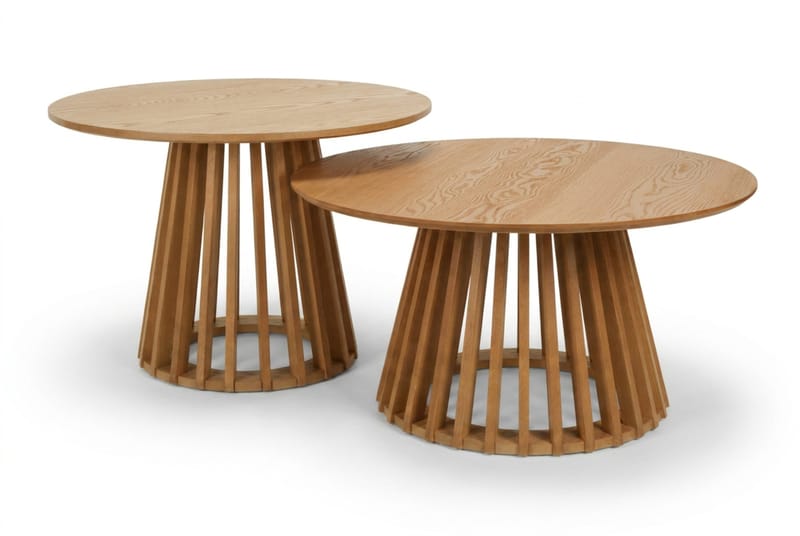 Peyra Soffbord Satsbord Runt 86/60 cm Fanér - Ek - Products - Möbler - Bord & matgrupp - Soffbord