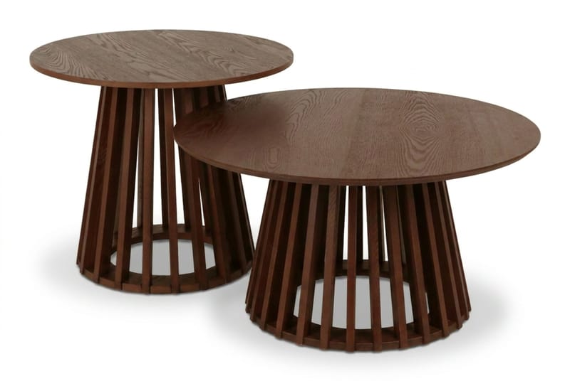 Peyra Soffbord Satsbord Runt 86/60 cm Fanér - Valnöt - Products - Möbler - Bord & matgrupp - Soffbord
