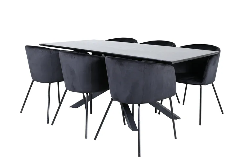 Piazza Matgrupp 180 cm Rektangulär med 6 Berit stolar - Svart - Products - Möbler - Bord & matgrupp - Matgrupp