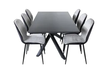 Piazza Matgrupp 180 cm Rektangulär med 6 Emma stolar - Svart - Products - Möbler - Bord & matgrupp - Matgrupp