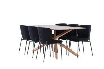 Piazza Matgrupp 180 cm Rektangulär med 6 Modesto stolar - Mocca/Svart - Products - Möbler - Bord & matgrupp - Matgrupp