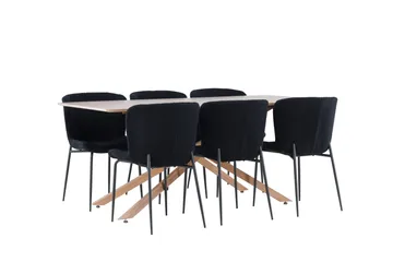 Piazza Matgrupp 180 cm Rektangulär med 6 Modesto stolar - Mocca/Svart - Products - Möbler - Bord & matgrupp - Matgrupp