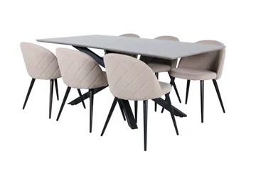 Piazza Matgrupp 180 cm Rektangulär med 6 Velvet stolar - Beige - Products - Möbler - Bord & matgrupp - Matgrupp