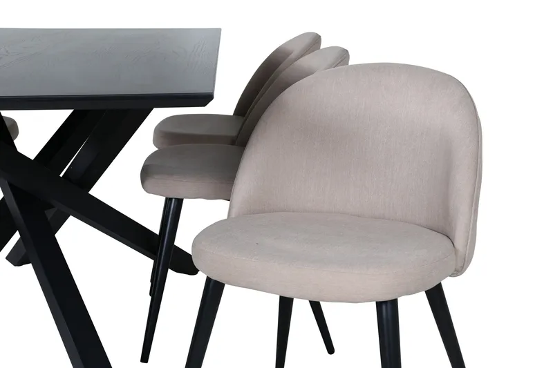 Piazza Matgrupp 180 cm Rektangulär med 6 Velvet stolar - Beige - Products - Möbler - Bord & matgrupp - Matgrupp