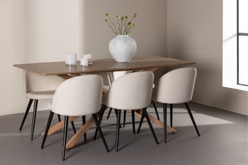 Piazza Matgrupp 180 cm Rektangulär med 6 Velvet stolar - Mocca/Beige - Products - Möbler - Bord & matgrupp - Matgrupp