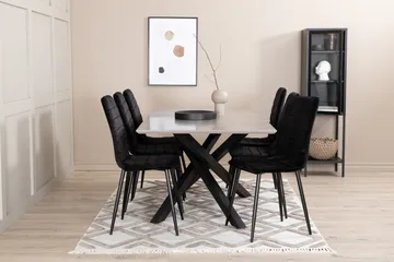 Piazza Matgrupp 180 cm Rektangulär med 6 Windu stolar - Svart - Products - Möbler - Bord & matgrupp - Matgrupp