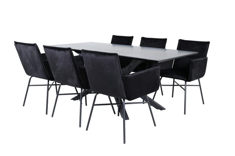 Piazza Matgrupp 180 cm Rektangulär med 6 Petra stolar - Svart - Products - Möbler - Bord & matgrupp - Matgrupp