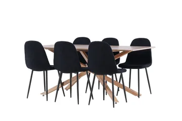 Piazza Matgrupp 180 cm Rektangulär med 6 Polar stolar - Mocca/Svart - Products - Möbler - Bord & matgrupp - Matgrupp