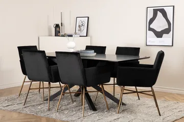 Piazza Matgrupp 180 cm Rektangulär med 6 Petra stolar - Svart - Products - Möbler - Bord & matgrupp - Matgrupp