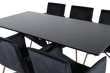 Piazza Matgrupp 180 cm Rektangulär med 6 Petra stolar - Svart - Products - Möbler - Bord & matgrupp - Matgrupp