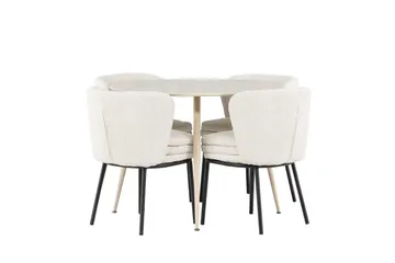 Plaza Matgrupp 100 cm Rund med 4 Agnes stolar - Whitewash/Vit - Products - Möbler - Bord & matgrupp - Matgrupp